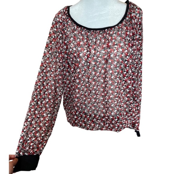 New York & Company flowy red long sleeve blouse L - Picture 1 of 5